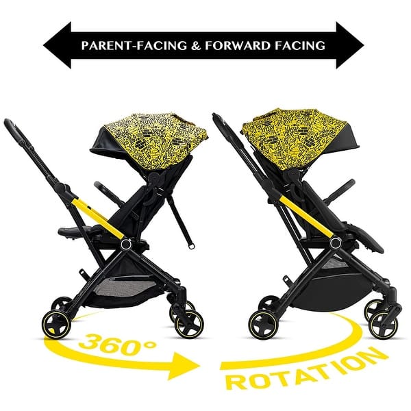 RoyalBaby 360 Reversible Seat Compact Portable Travel Stroller,  Black/Yellow - Multicolored - 19.8 - Bed Bath & Beyond - 38024285