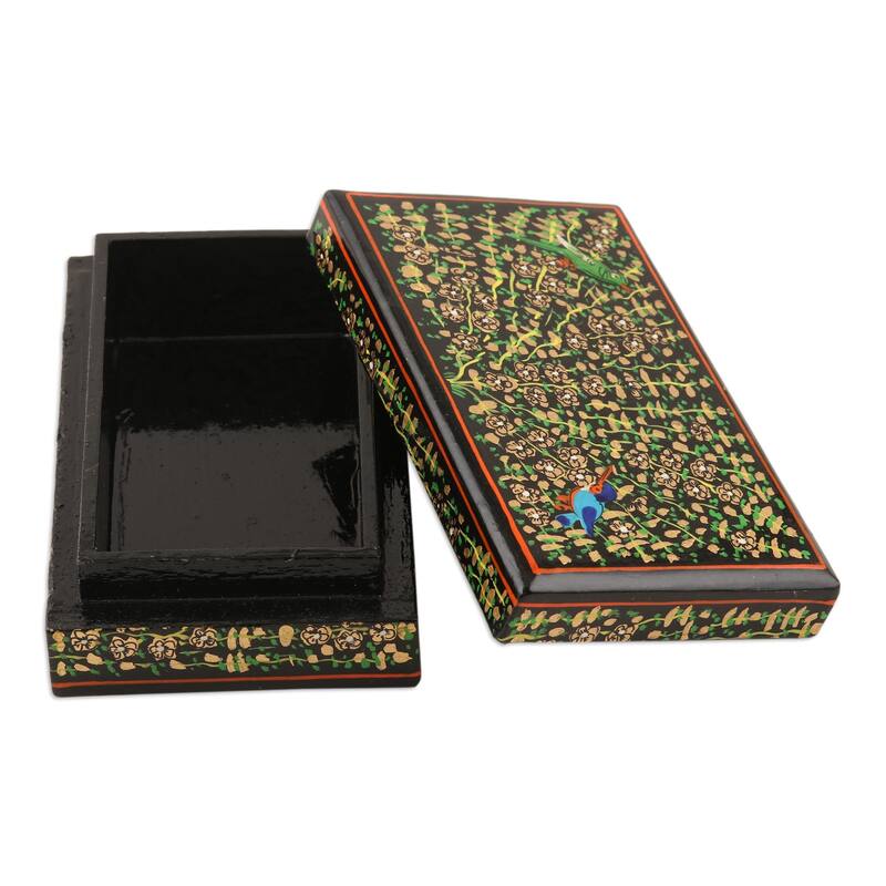 Novica Handmade Sing-Song In Black Decorative Papier Mache Box