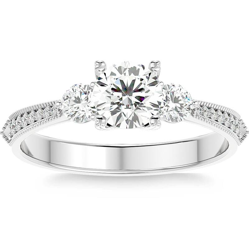 1 1/10Ct Diamond & Moissanite Accent Engagement Ring in Gold