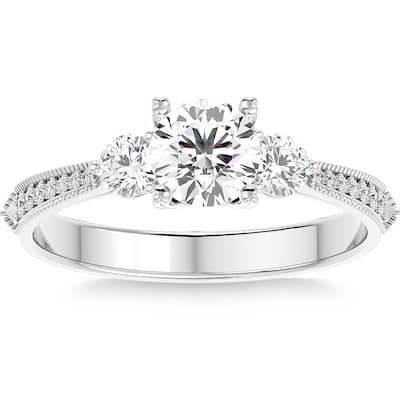 1 1/10Ct Diamond & Moissanite Accent Engagement Ring in Gold
