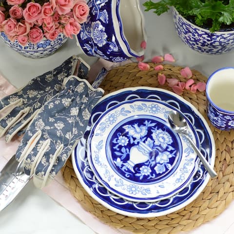 Euro Ceramica Blue Garden 16 Piece Dinnerware Set (Service for 4)