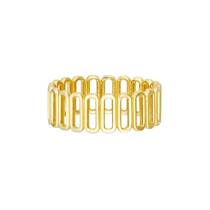 Curata 14K Yellow Gold 8mm Open Paperclip Chain Link Ring