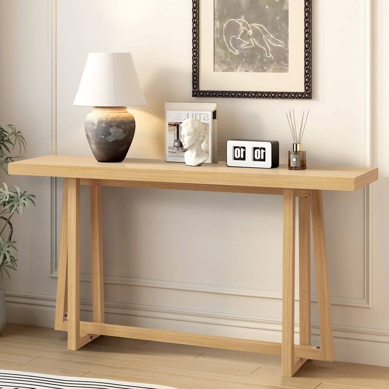 Stylish 60" Console Table, Rectangular Outdoor Entryway Table with Sturdy Construction for Hall Use