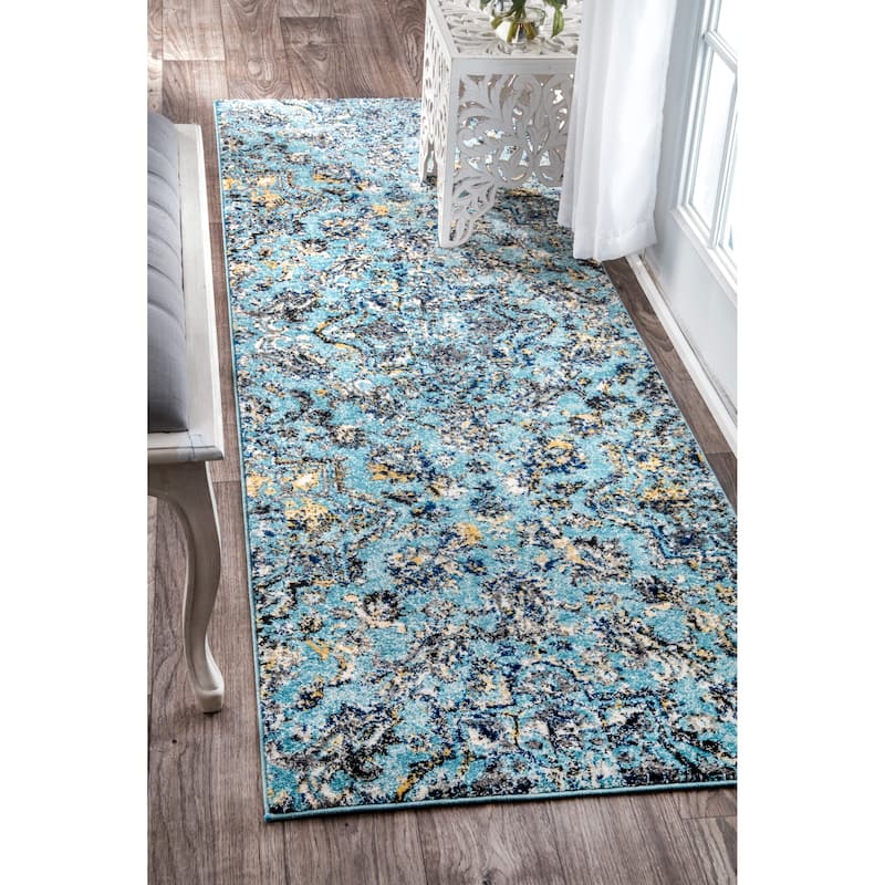 Nuloom Modern Abstract Area Rug - 2'8" x 8' Runner - Aqua - Runner
