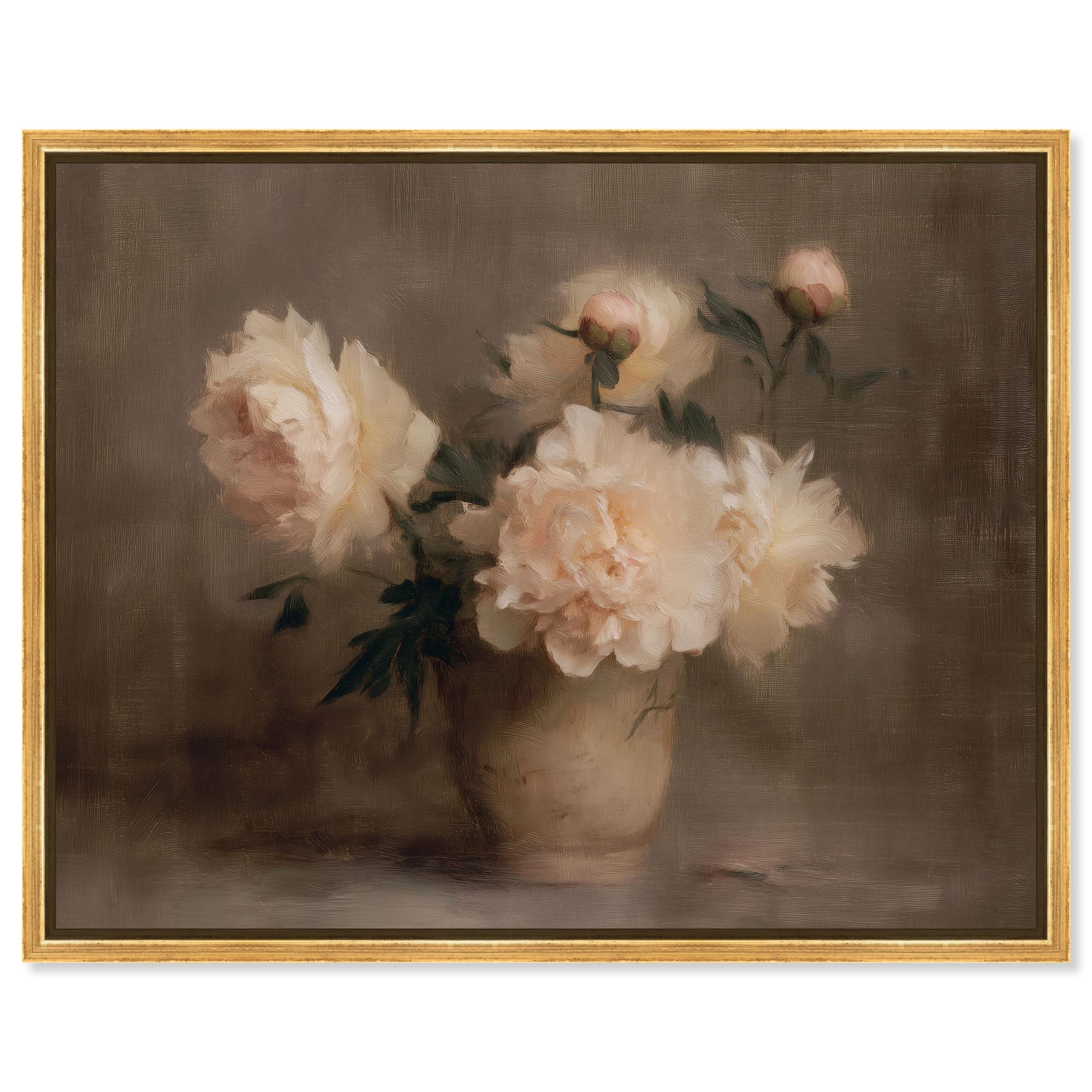 Vintage Peonies II Vintage Art Framed Canvas Print by Art Remedy