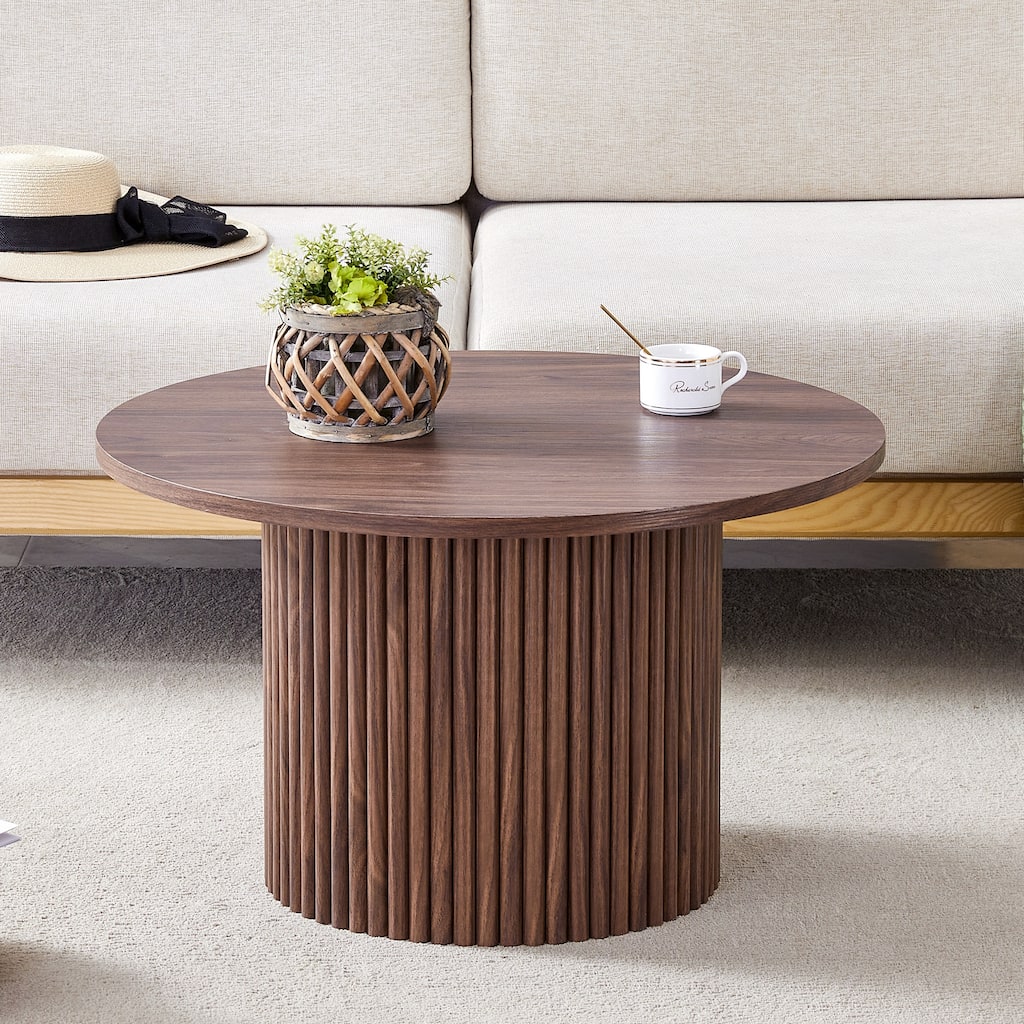 Minimalist Coffee Table Center Table with Storage Cabinet, Walnut Side Table Cocktail Table Sofa Table