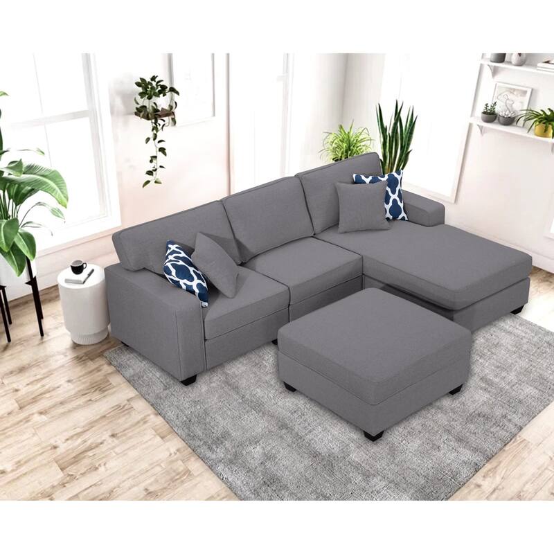102'' Reversible Modular Sectional Sofa Couche With Ottoman - Dark Grey
