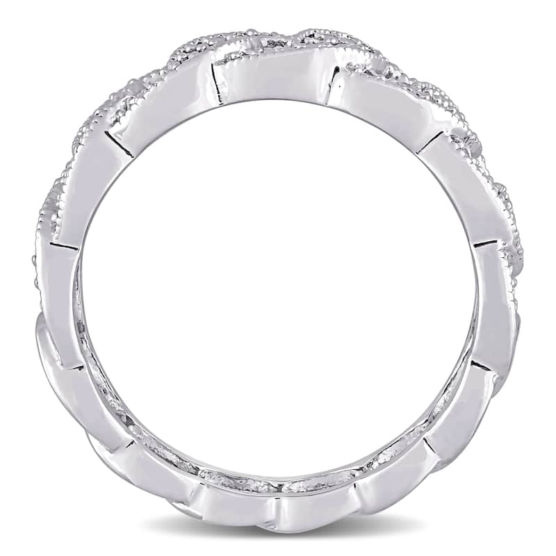 1/10ct TDW Diamond Infinity Link Eternity Ring in Sterling Silver by Miadora