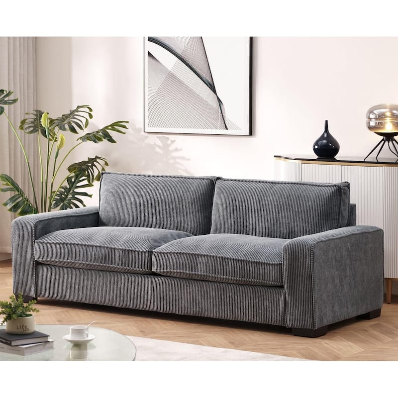 Luxe Corduroy Living Room Sofa - Grey