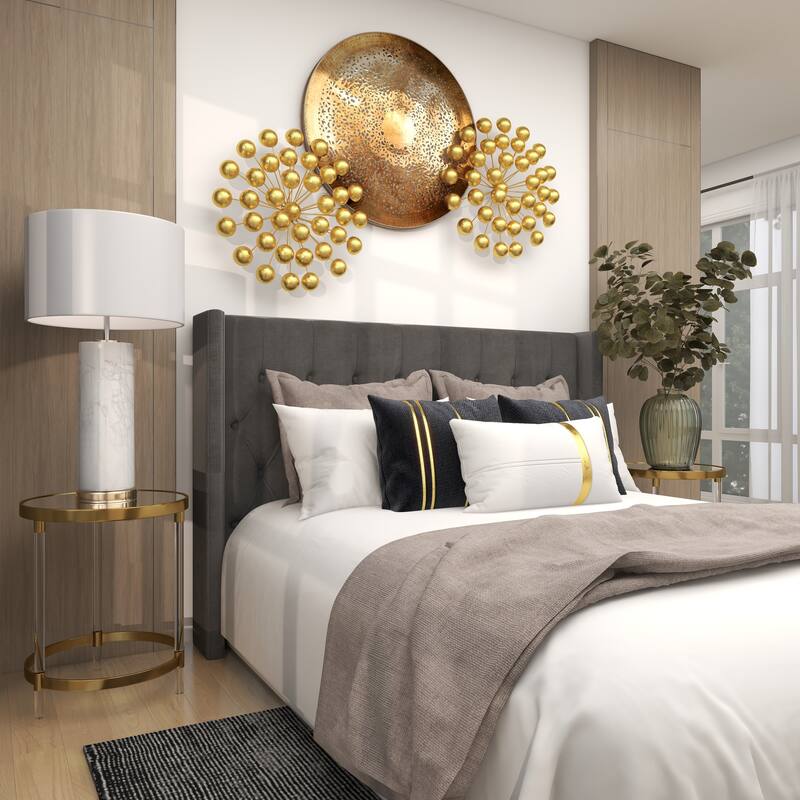 Gold Metal Starburst Home Wall Decor with Orb Detailing