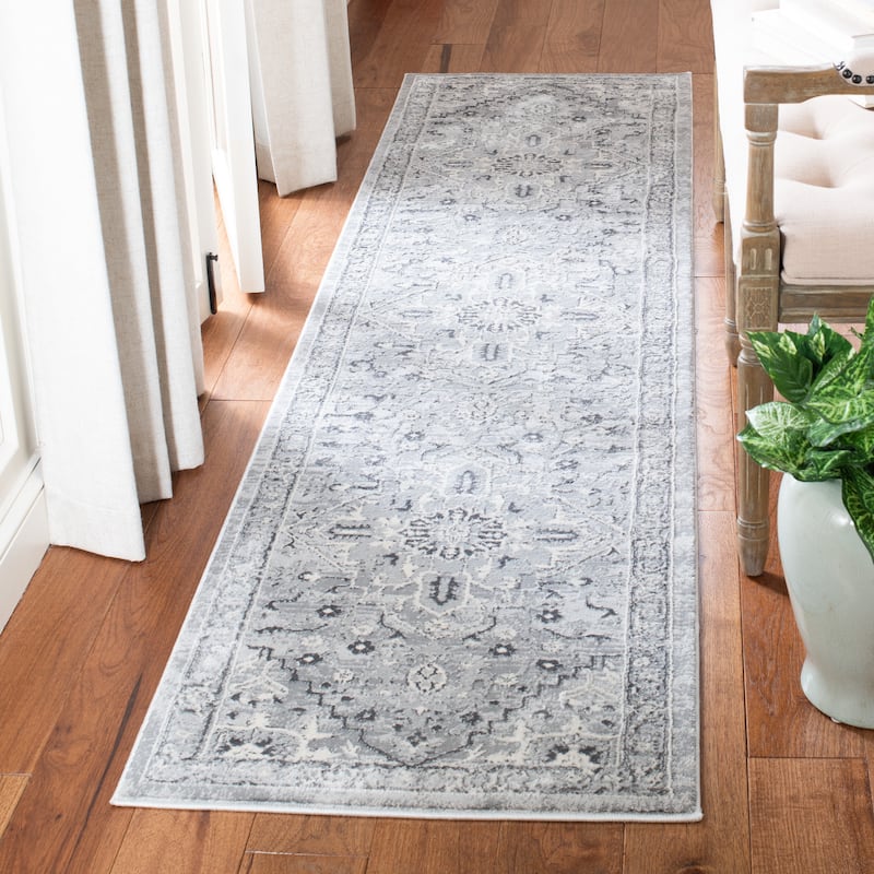 SAFAVIEH Alhambra Marigona Vintage Oriental Rug - 2' x 8' Runner - Cream/Grey