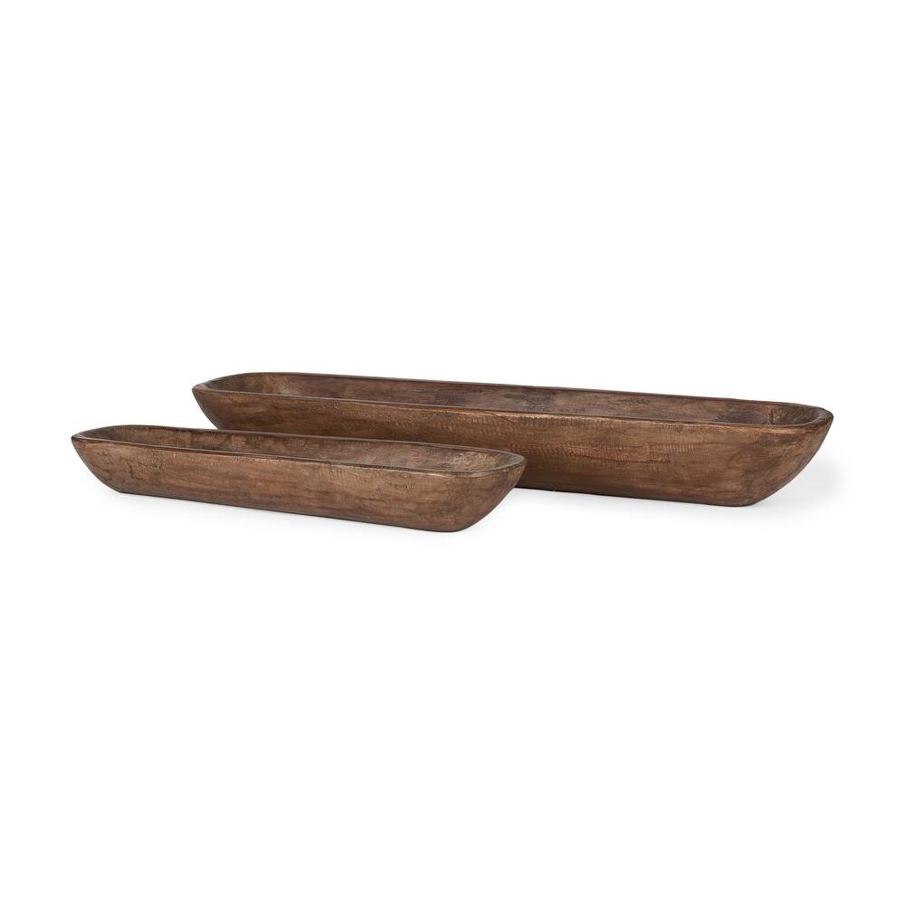 Athena Light Brown Reclaimed Wood Trays (Set of 2)