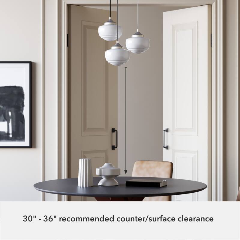 Hunter Saddle Creek 3-Light Vintage Schoolhouse Cluster Hanging Ceiling Light - Entry, Kitchen Table - Transitional