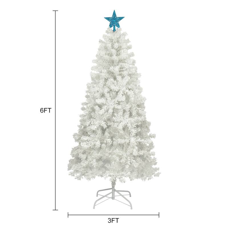 6ft Artificial Christmas Tree with 300 LED Lights and 600 Bendable Branches - N/A