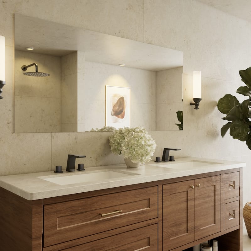 GRANDJOY 2-Pack Waterfall Bathroom Sink Faucets 3-Hole 2-Handle Vessel Sink Faucet