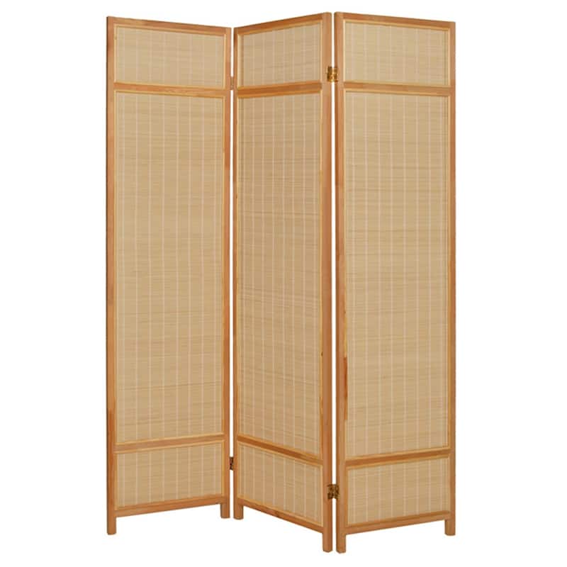 Natural Brown Bamboo Three Panel Room Divider Screen - Bed Bath ...
