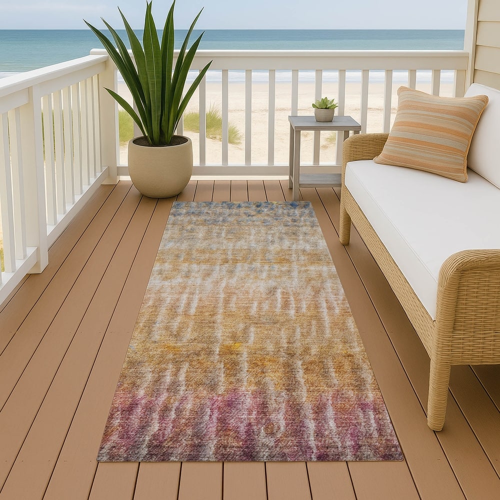 Machine Washable Indoor/ Outdoor Contemporary Ombre Chantille Rug