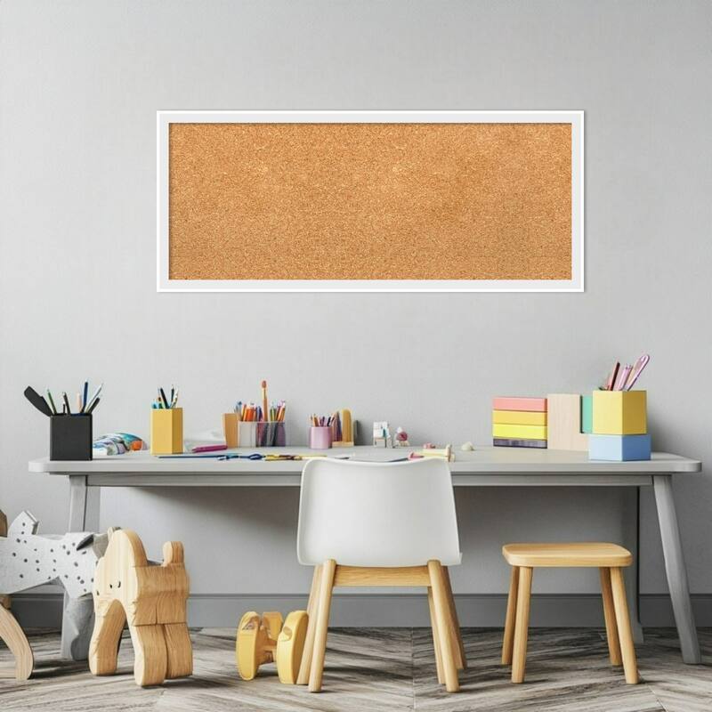 Incline White Wood Framed Cork Board - Bulletin Board, Organization Board, Pin Board
