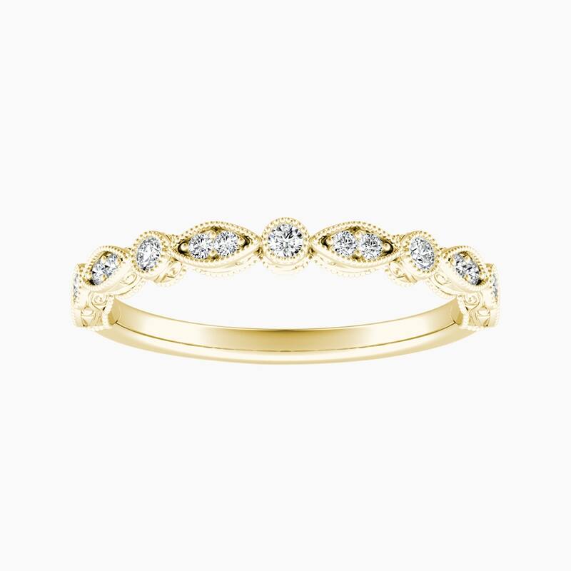 Auriya 14k Gold Lab Grown Diamond Vintage Milgrain Multi Shape Ring 0.12 ct. tw. (F-G, VS) - 8.5 - Yellow