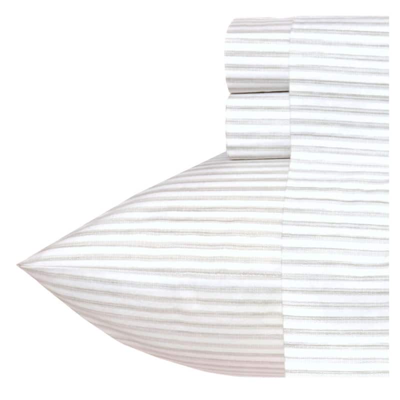 Tommy Bahama Cotton Percale Bed Sheet Sets - Queen - Grey/White