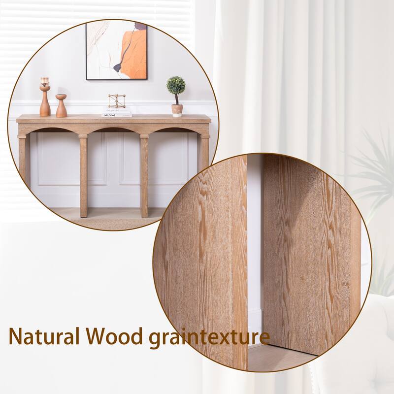 Rustic Archway Console Table - 60"Long Entryway Table with Decorative Arched Legs,Natural Wood Finish, Narrow Sofa Table