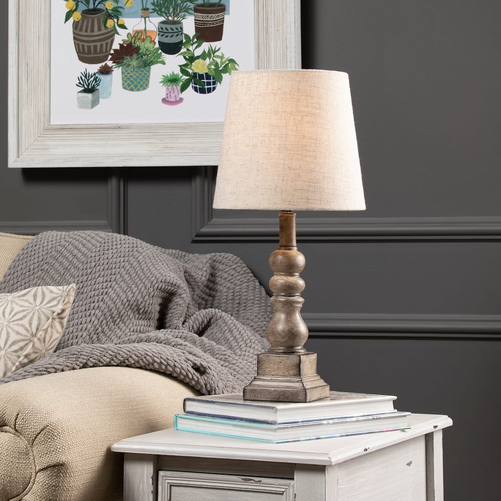 Conrad 18.5" Distressed Brown Resin Table Lamp - 18.5"H x 9"Rnd