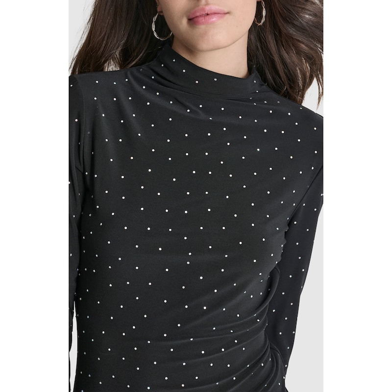 DKNY Crystal Stretch Mini Dress - Black - M