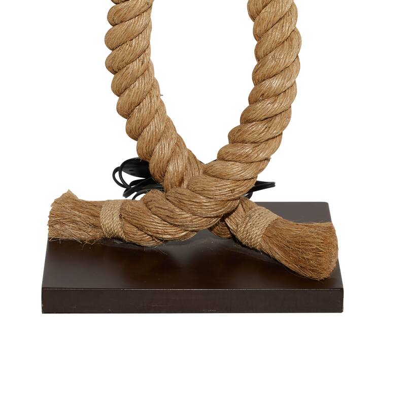 Brown Jute Rope Rope Room Floor Lamp with Linen Shade