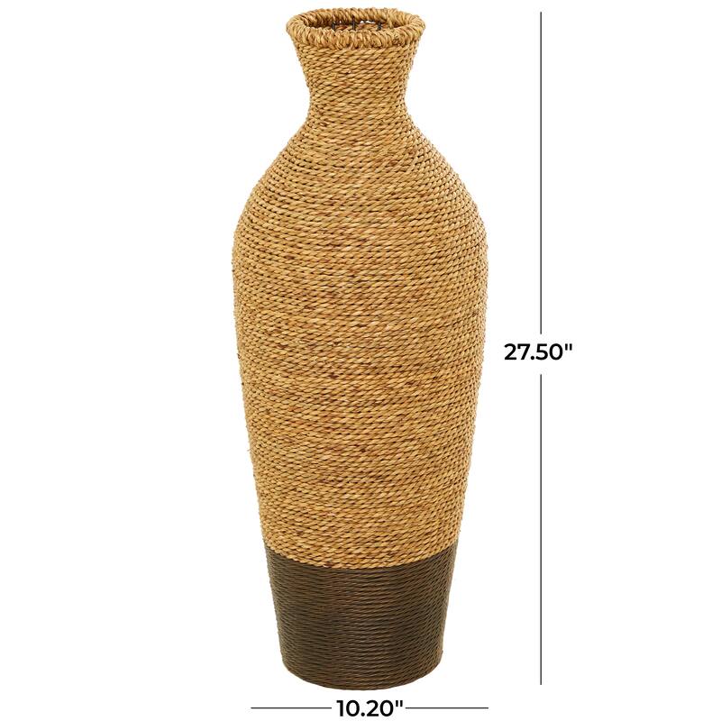 Artisan Crafted Tall Brown Seagrass Woven Floor Vase