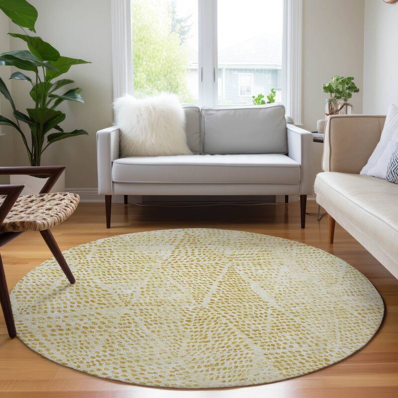 Machine Washable Indoor/ Outdoor Chantille Contemporary Diamonds Rug - Wheat - 8' x 8'