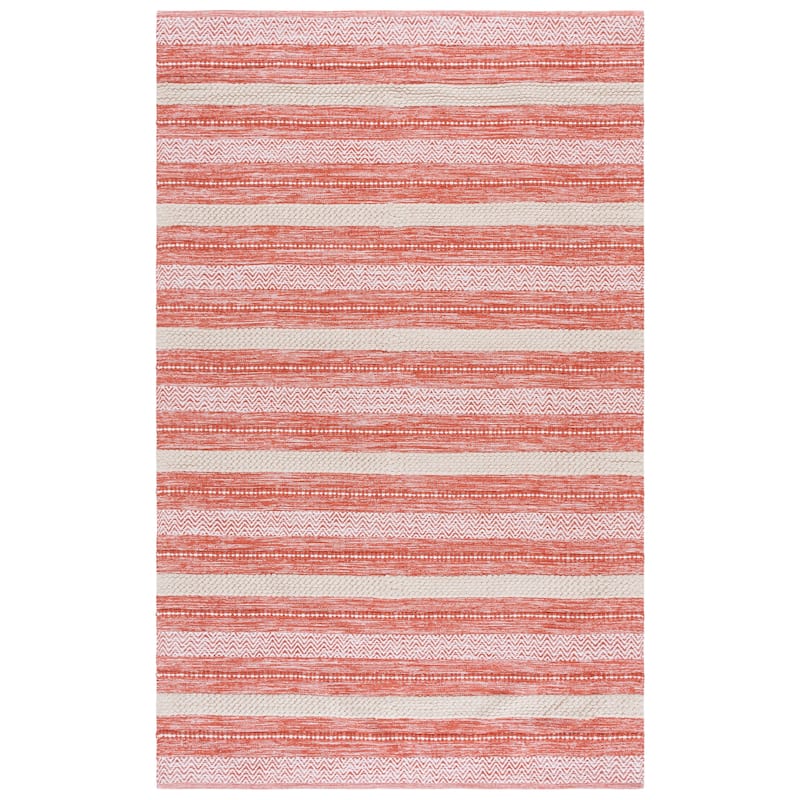 SAFAVIEH Handmade Montauk Robin Casual Cotton Rug - 6' x 9' - Orange/Ivory