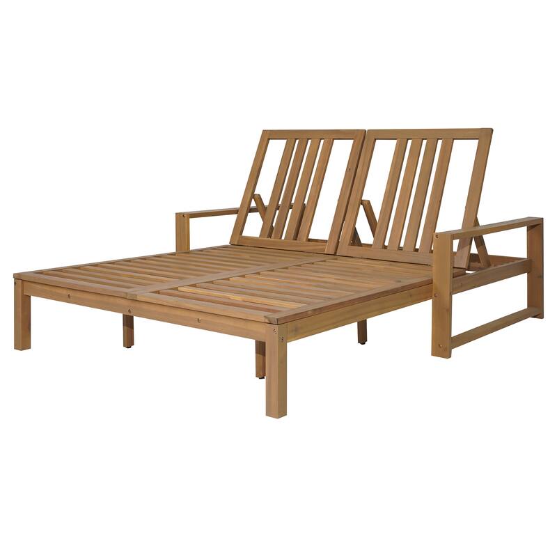 Outdoor Double Chaise Lounge Chair with Dual 5-Position Backrests by Leisure Zone