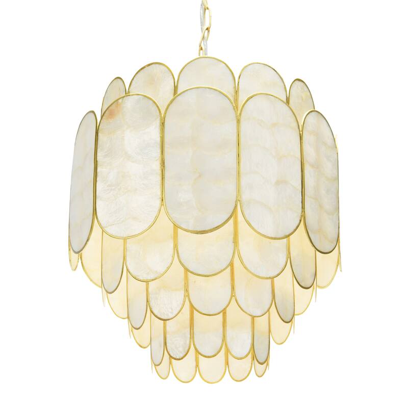 4-Tier Capiz and Metal Chandelier