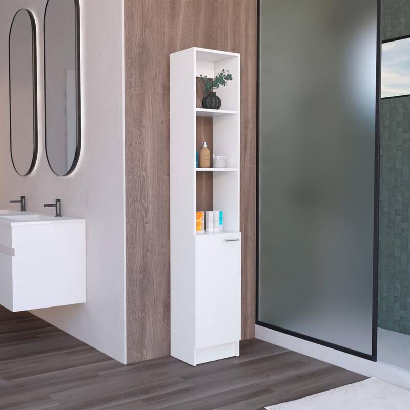 Parks Linen Bathroom Storage Cabinet with 6 Shelves - White