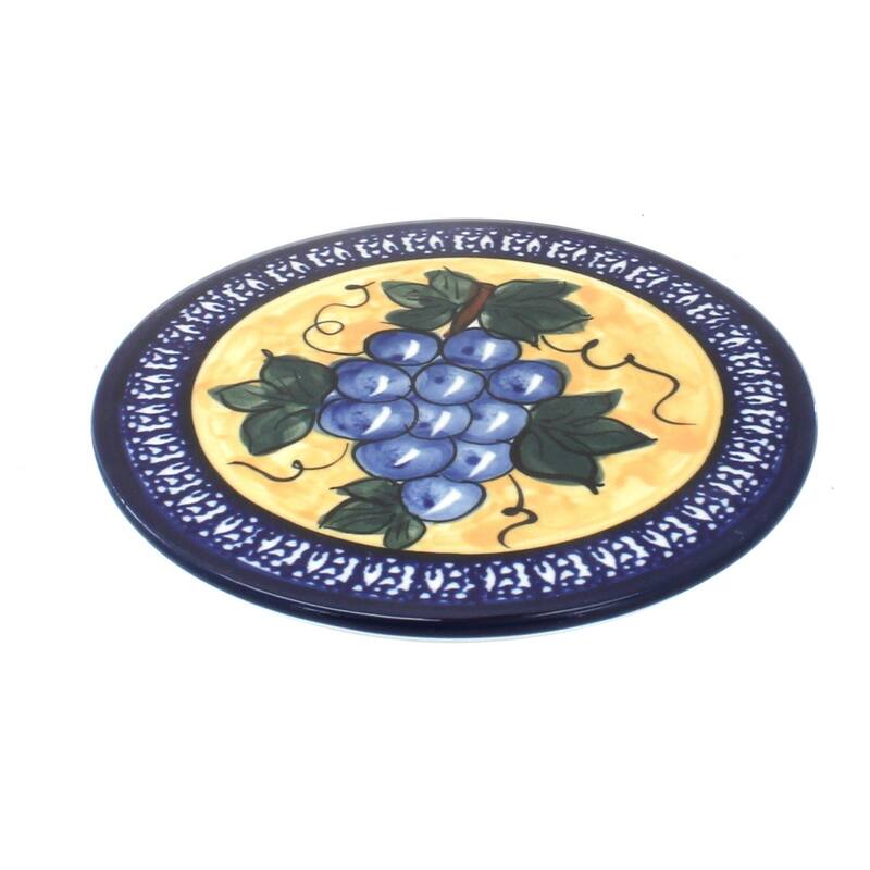 Blue Rose Polish Pottery 1012 Zaklady Trivet - Grapes