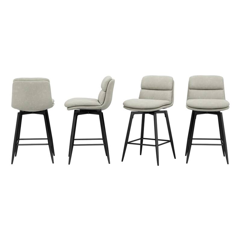 Upholstered Faux Leather Bar Stools with Back and Metal Legs Set of 2/3/4, 26" H Seat Height, 360° Swivel Bar Stools Brown