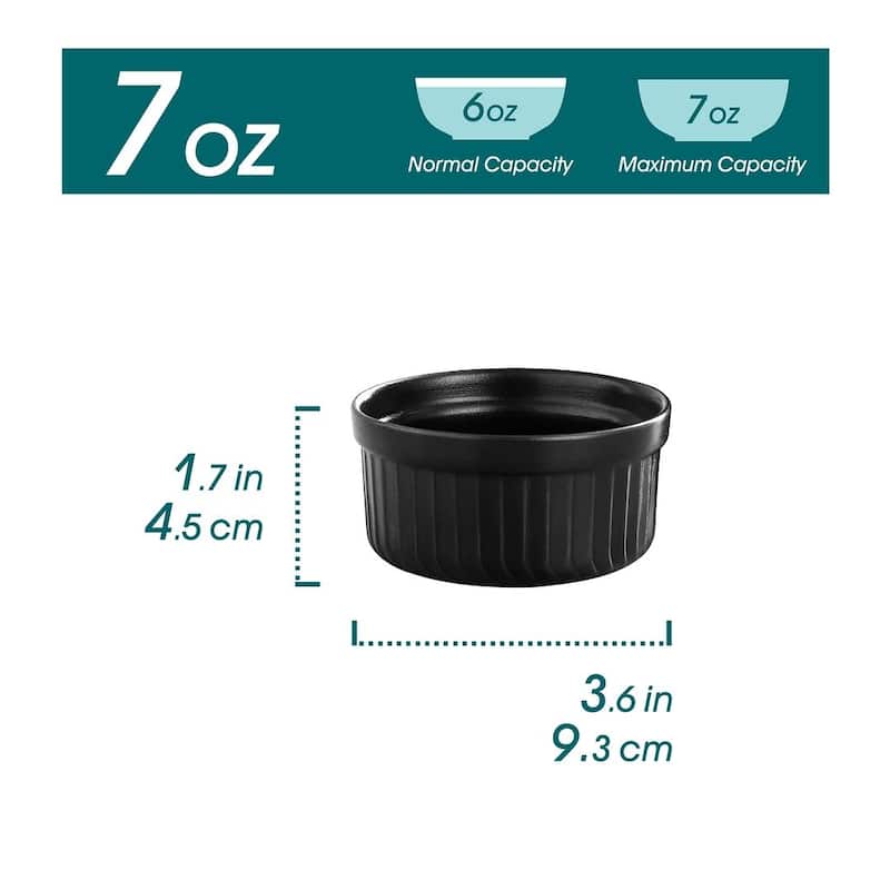 vancasso FORTE 6-Piece Stoneware Matte Black Round Baking Dish