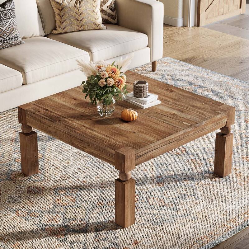 Solid Wood Coffee Table, Living Room Center Cocktail Accent Table