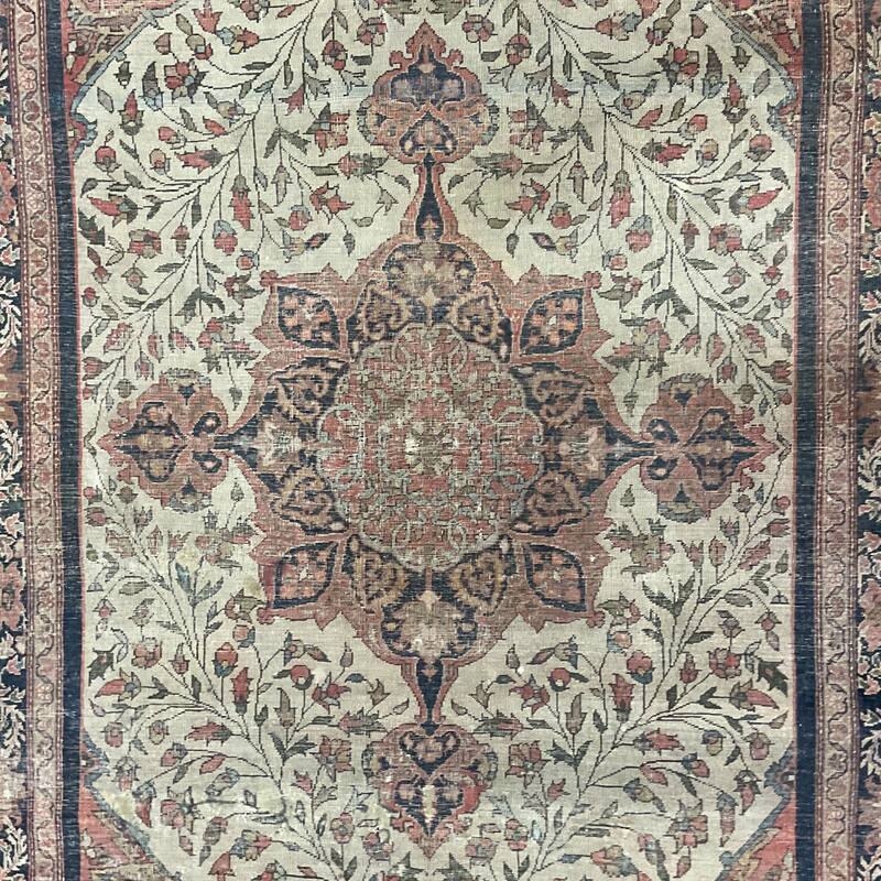 HERAT ORIENTAL Antique 1880s Farahan Wool Rug - 4'2" x 6'5"
