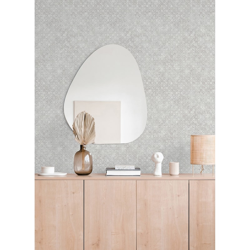 A-Street Prints Khauta Sterling Floral Geometric Wallpaper