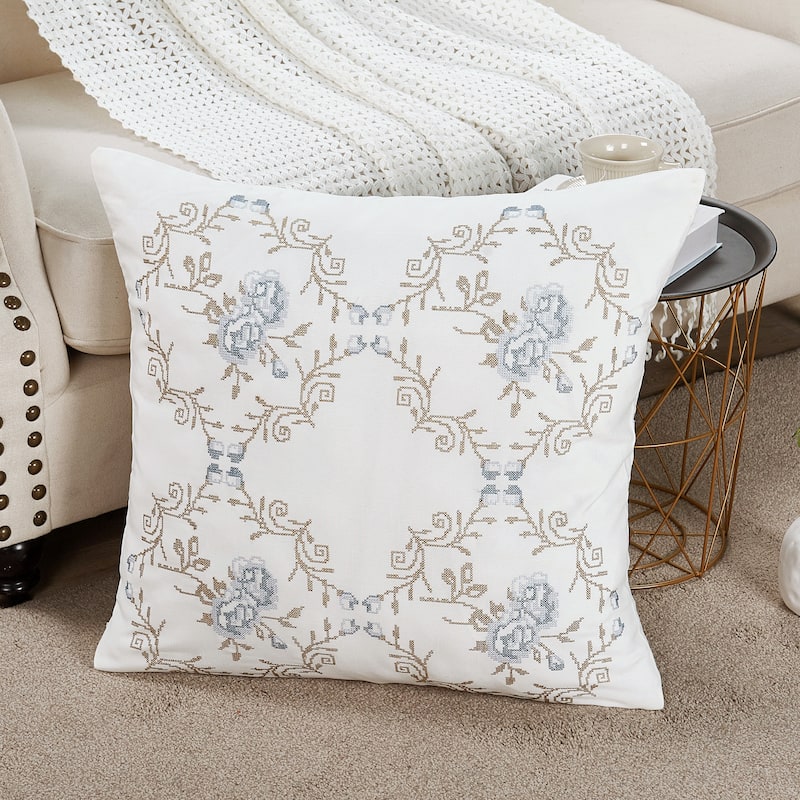 Canvas Pillow Shells with Rose Embellishments (Set of 2), NO INSERT