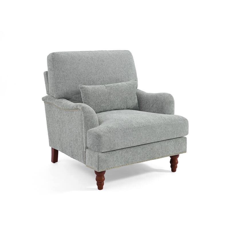 Set of 2 Mid Century Chenille Upholstered Accent Chairs
