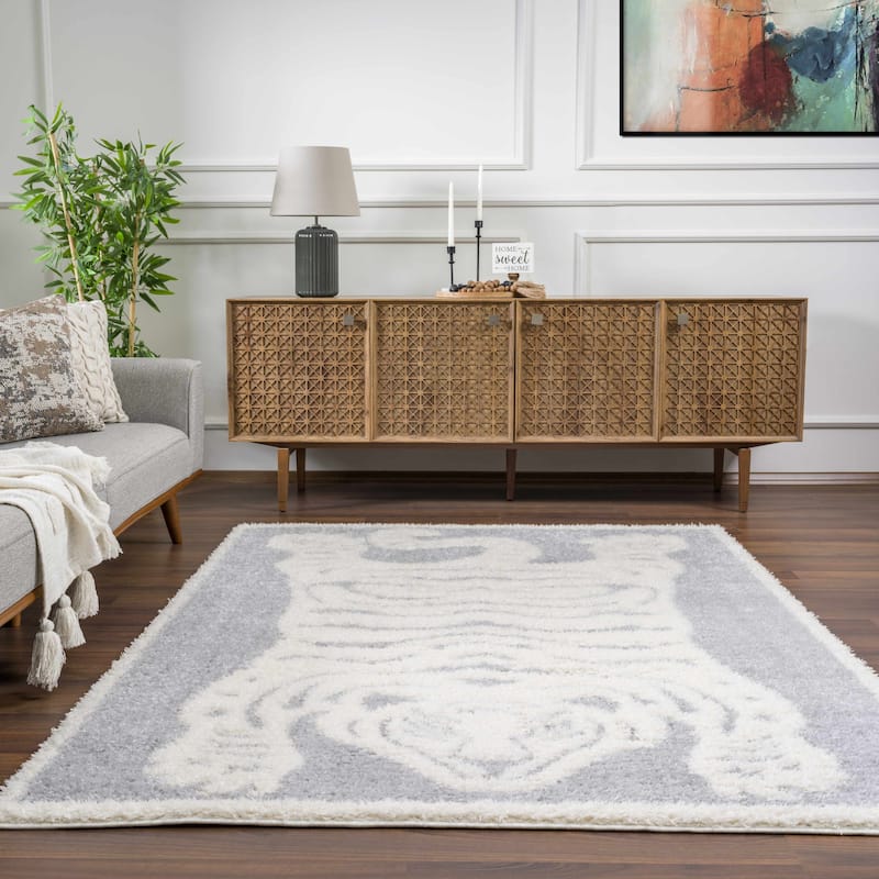 Tilos Tiger Pattern Shag Area Rug