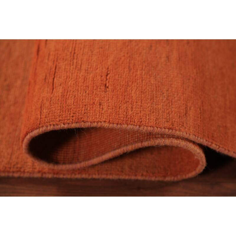 Orange Gabbeh Modern Area Rug Hand-Knotted Tribal Wool Carpet - 6'3" x 9'8"