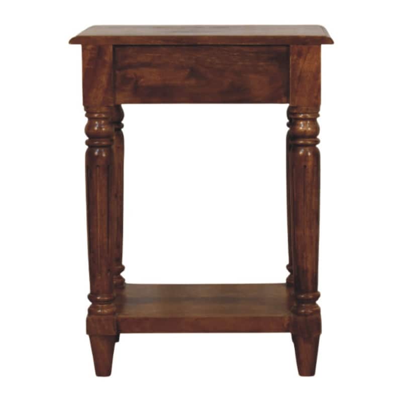 Solid Wood Turned Legs Chestnut Side Table