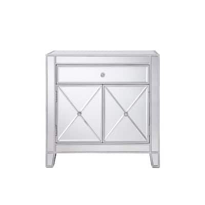 Elegant Lighting Contempo Silver 1 Drawer 2 Doors Cabinet