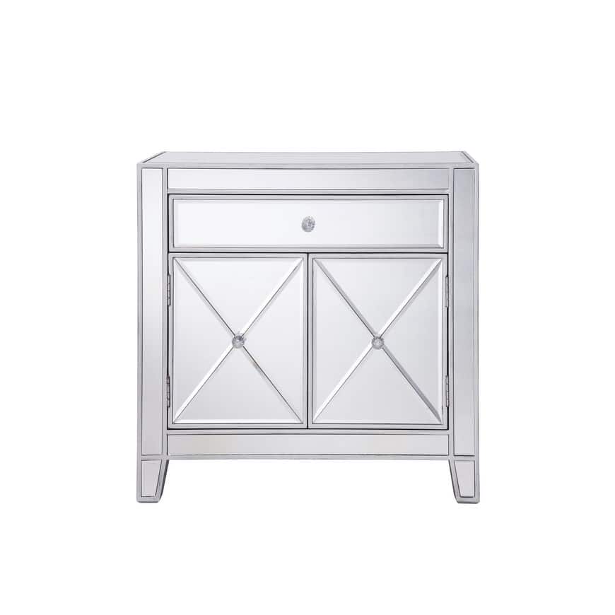 Elegant Lighting Contempo Silver 1 Drawer 2 Doors Cabinet