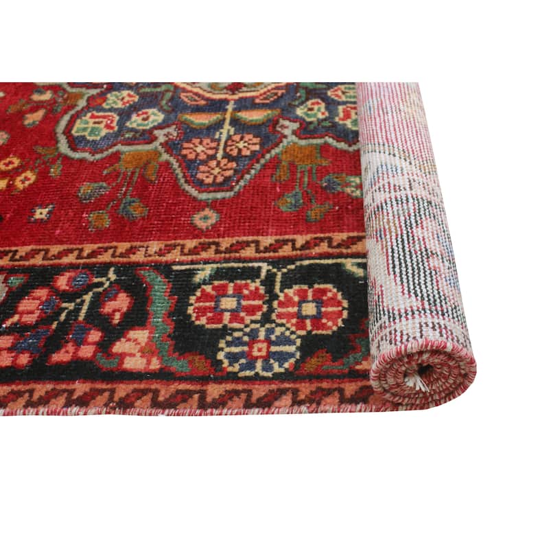 Fine Vintage Distressed Sher Red/Charcoal Rug - 4'3" x 6'6"