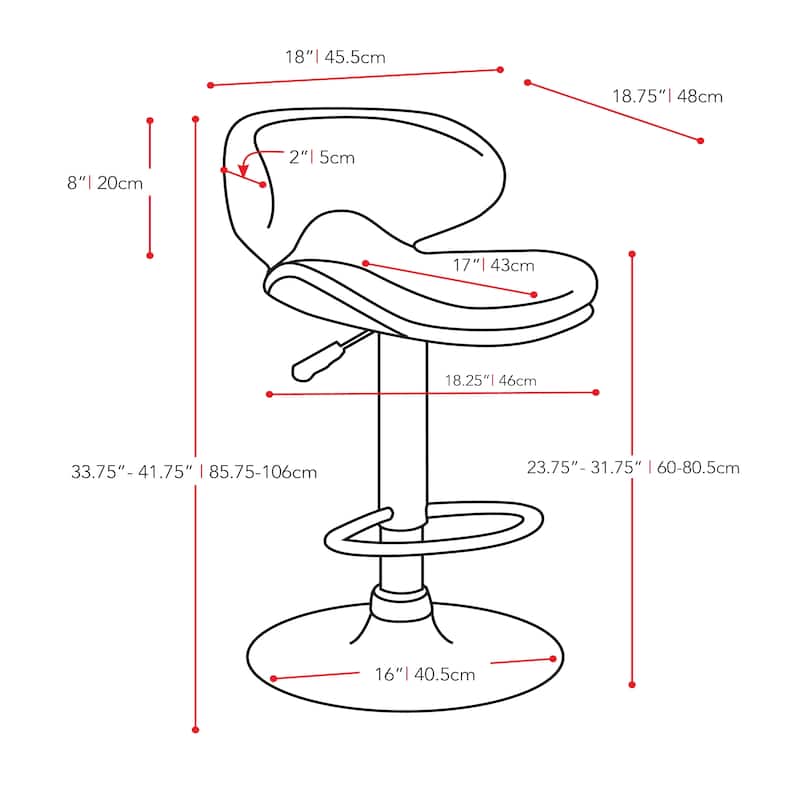 Marcus Curved Adjustable Barstool with Swivel Seat(Set of 2)