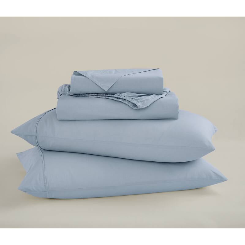 Brooklyn Loom Solid Cotton Percale Bed Sheet Set